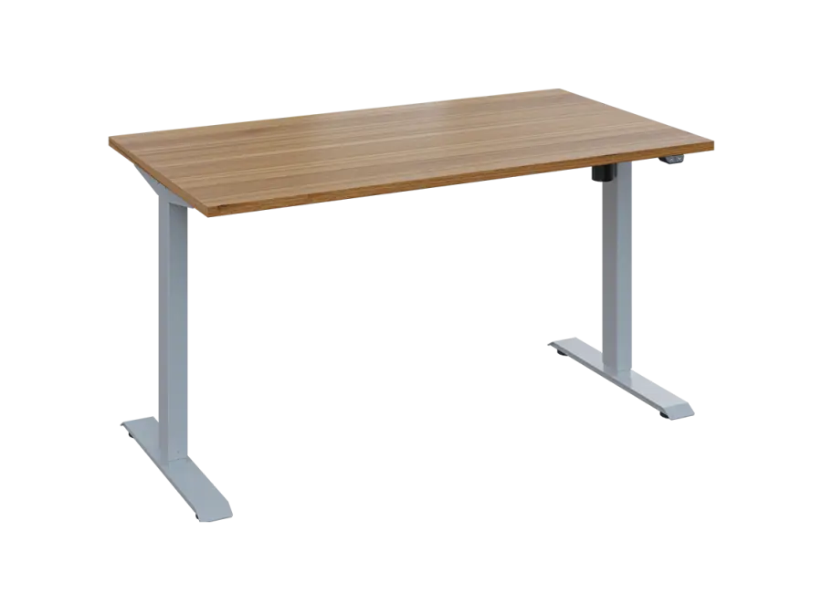 Flexi 28-14 výškově nastavitelný stůl, kovová podnož stříbrná, deska 25 mm, široký 1400 mm, ořech světlý